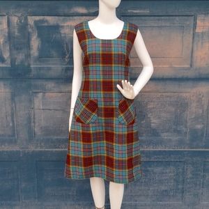 BESPOKE, Ladies Hand Tailored Pure Wool Plaid Shift Dress
